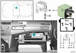 RELAY FOR FUEL PUMP K96 diagram for BMW 5 Series E61 530d