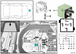 LOAD-SHEDDING RELAY FOR TERMINAL 15 K9 diagram for BMW 5 Series E61 530d