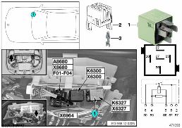 Relais verstuivers K6327 diagram for BMW 7 Series E66 730Li