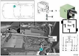 Przekaźnik elektr. kontroli amortyz. K93 diagram for BMW 7 Series E65 745i
