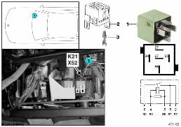 Relais ventilateur suppl. vitesse 1 K21 diagram for BMW 7 Series E38 750iLS