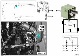 Relais ventilateur suppl. vitesse 1 K21 diagram for BMW 7 Series E38 750iLS