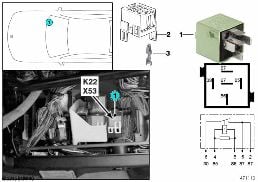 Relais ventilateur suppl. vitesse 2 K22 diagram for BMW 7 Series E38 750iLS
