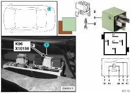Relais pompe à carburant 1 K96 diagram for BMW 7 Series E38 750iLS