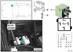 Relais pompe à air K118 diagram for BMW 7 Series E38 750iLS
