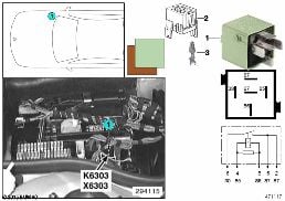 Relais sonde lambda K6303 diagram for BMW 7 Series E38 750iLS