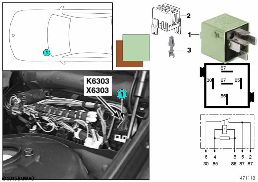 Relais sonde lambda K6303 diagram for BMW 7 Series E38 750iLS