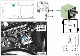 Relais de délestage borne 15 K6326 diagram for BMW 7 Series E38 750iLS