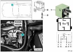 Relais de délestage borne 15 K6326 diagram for BMW 7 Series E38 728i