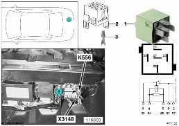Relais chauffage de pare-brise 2 K556 diagram for BMW 5 Series E39 525td