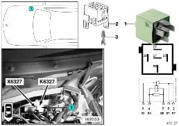 Relais injecteurs K6327 diagram for BMW 5 Series E39 525td