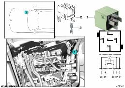 RELAY FOR COOLANT PUMP K43 diagram for BMW X6 F16 35i