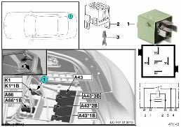 RELAY, COMPRESSOR FOR AIR SUSPENSION K1 diagram for BMW 7 Series F01 LCI 740dX