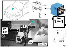 RELAY FOR HEADLIGHT CLEANING SYSTEM K6 diagram for BMW 3 Series E46 318i