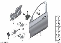 Voorportier-scharnier/portierrem diagram for BMW X1 F48 LCI 20i