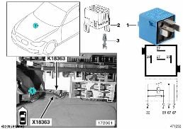 Relä sufflett 1 K18363 diagram for BMW 3 Series E46 320Cd