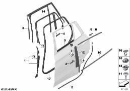 Afdekplaten en afdichtingen port. achter diagram for BMW X1L F49 LCI X1 25Li