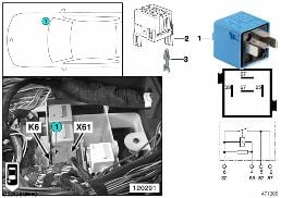 รีเลย์ระบบล้างไฟหน้า K6 diagram for BMW X5 E53 4.6is