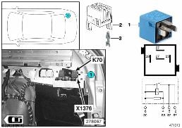 รีเลย์, ฝากระโปรงหลัง K70 diagram for BMW X5 E53 4.6is