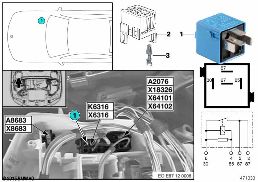 Relä variabel ventilstyrning K6316 diagram for BMW 3 Series E90 318i