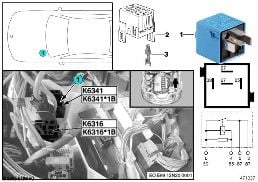 LOAD-SHEDDING RELAY, IGN./INJ. K6341 diagram for BMW Z4 E89 18i