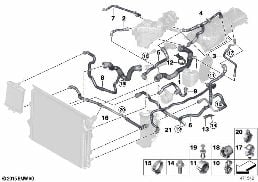 Шланги системы охлаждения diagram for BMW 3 Series F31 LCI 340i
