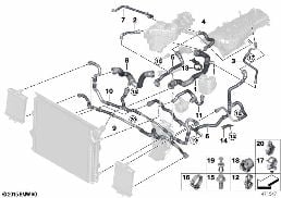 COOLING SYSTEM COOLANT HOSES diagram for BMW 3 Series F30 LCI 340iX