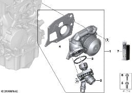 COOLING SYSTEM - COOLANT PUMP/THERMOSTAT diagram for BMW X1L F49 X1 25LeX