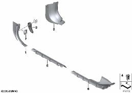 Individuele zijbekleiding beenruimte diagram for BMW 7 Series G11 LCI 740dX
