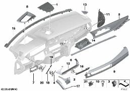 MOUNTING PARTS, I-PANEL, TOP diagram for BMW X5 M F85 X5 M