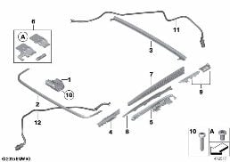Pieces de toit ouvrant inclinable diagram for BMW 5 Series F18 520Li