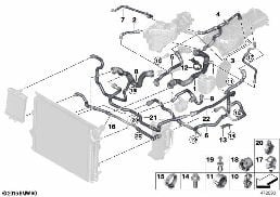 COOLING SYSTEM COOLANT HOSES diagram for BMW 1 Series F21 LCI M140i