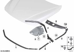 HOOD SEALS diagram for BMW 3 Series F30 LCI 340i