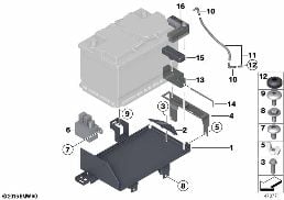 蓄电池固定件和安装件 diagram for BMW 5 Series F10 LCI 530dX