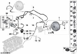 Vacuumpomp voor remkrachtversterker diagram for BMW 5 Series G30 530e
