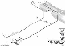 FUEL PIPE AND MOUNTING PARTS diagram for BMW 1 Series F20 LCI 125d