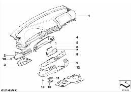 Habillage tableau de bord diagram for BMW 5 Series E39 525td