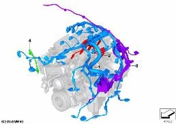 ENGINE WIRING HARNESS diagram for BMW 5 Series F10 LCI 520d
