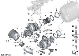 EXHAUST TURBOCHARGER LOW PRESSURE diagram for BMW X7 G07 M50dX