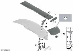 Zadní spoiler diagram for BMW 4 Series F82 M4 M4 GTS