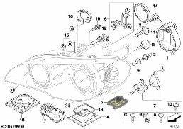 SINGLE COMPONENTS FOR HEADLIGHT diagram for BMW X5 E70 3.0sd