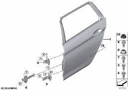 リア ドア - ヒンジ/ドア ブレーキ diagram for BMW 5 Series G31 ツーリング LCI 530e
