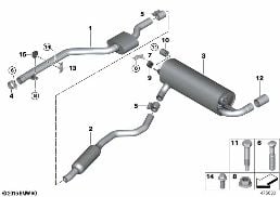 système d'échappement arrière diagram for BMW 3 Series F31 LCI 318i
