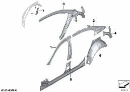Raamwerk zijkant-onderdelen diagram for BMW 5 Series F18 525Li