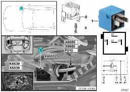 RELAY FOR PCV HEATER K6539 diagram for BMW 1 Series E82 125i