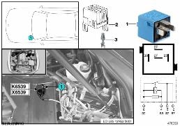 RELAY FOR PCV HEATER K6539 diagram for BMW Z4 E85 3.0si