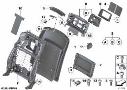 Sedadlo přední rám opěradla/zadní stěna diagram for BMW Rolls-Royce Phantom RR1 Phantom