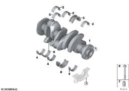 CRANKSHAFT WITH BEARING SHELLS diagram for BMW 2 Series F45 Active Tourer LCI 216d