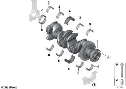 CRANKSHAFT WITH BEARING SHELLS diagram for BMW 3 Series G20 Sedan 320dX