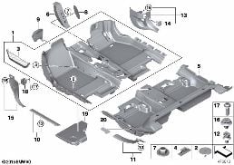 Ayak bölmesi kaplaması diagram for BMW MINI Clubman F54 One